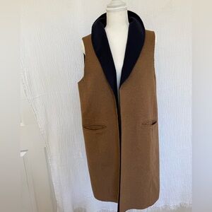 Talbots Brown Vest with Black Collar